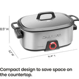Chefman 6-Quart Slow Cooker, Electric Countertop Cooking, Stovetop & Oven-Safe Removable Insert for Browning & Sautéing, Family-Size Soups & Stews, Nonstick & Dishwasher-Safe Interior,Stainless Steel Chefman