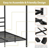 Nouva 14 Inch Metal Canopy Bed Frame Queen Size - Heavy Duty Metal Four Posters Bed Platform w/Headboard No Box Spring Needed, Slat Mattress Support,Noise Free, Black Nouva
