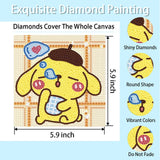 Diamond Art Kits for Kids Ages 8-12, 4 Pcs Cartoon Diamond Painting Mosaic Kits for Girls and Boys, Full Drill Crystal Art Kits for Home Wall Decor, 6" x 6" Anime Themed DIY Craft Gifts for Children Parkuetechno
