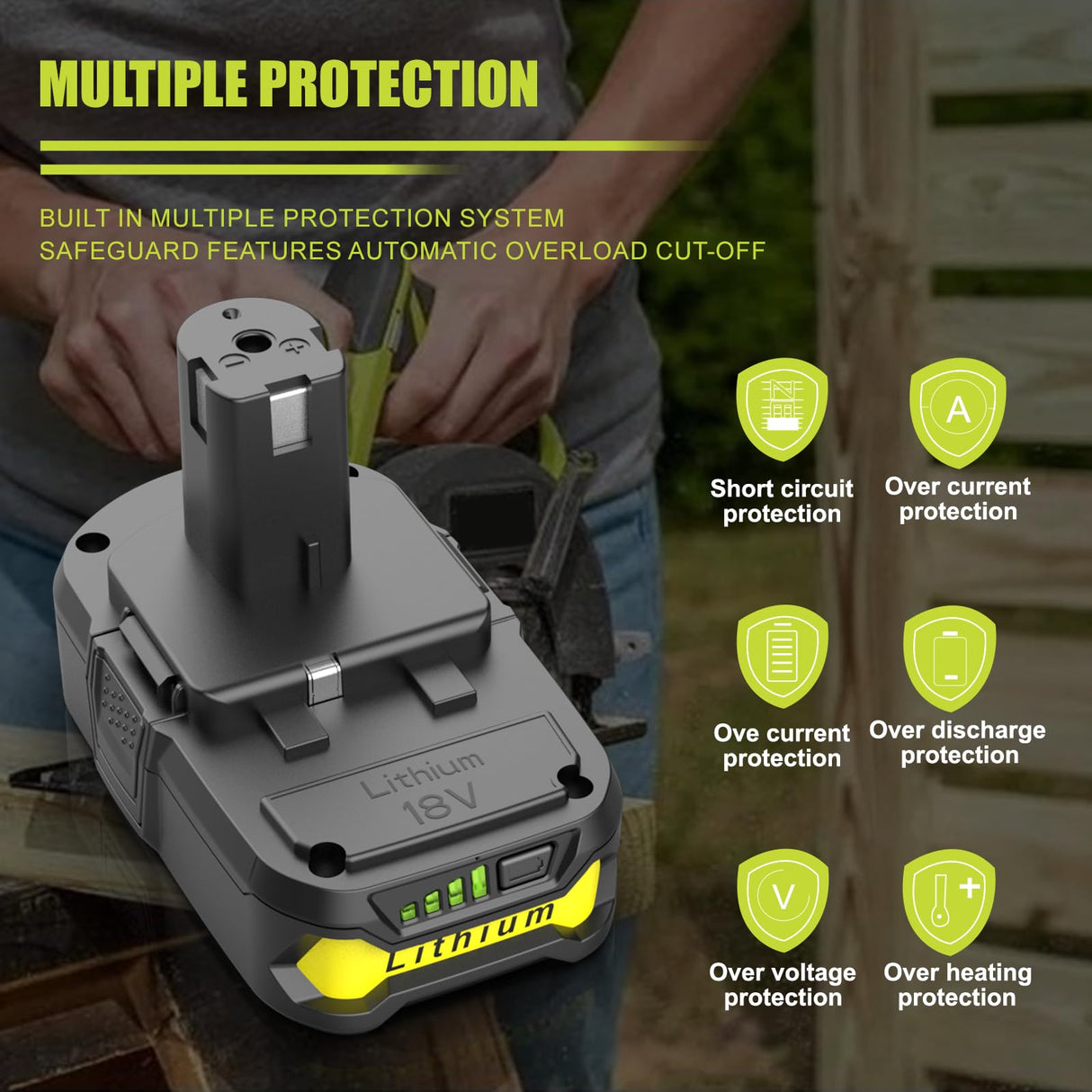 BECDXPal 2 Pack 4.0Ah Replacement for Ryobi 18V Battery P108 Li-ion Replacement for Ryobi 18V ONE+ Battery Compatible with Ryobi P102 P108 P103 P105 P107 P109 P104 18Volt Power Cordless Tools BECDXPal