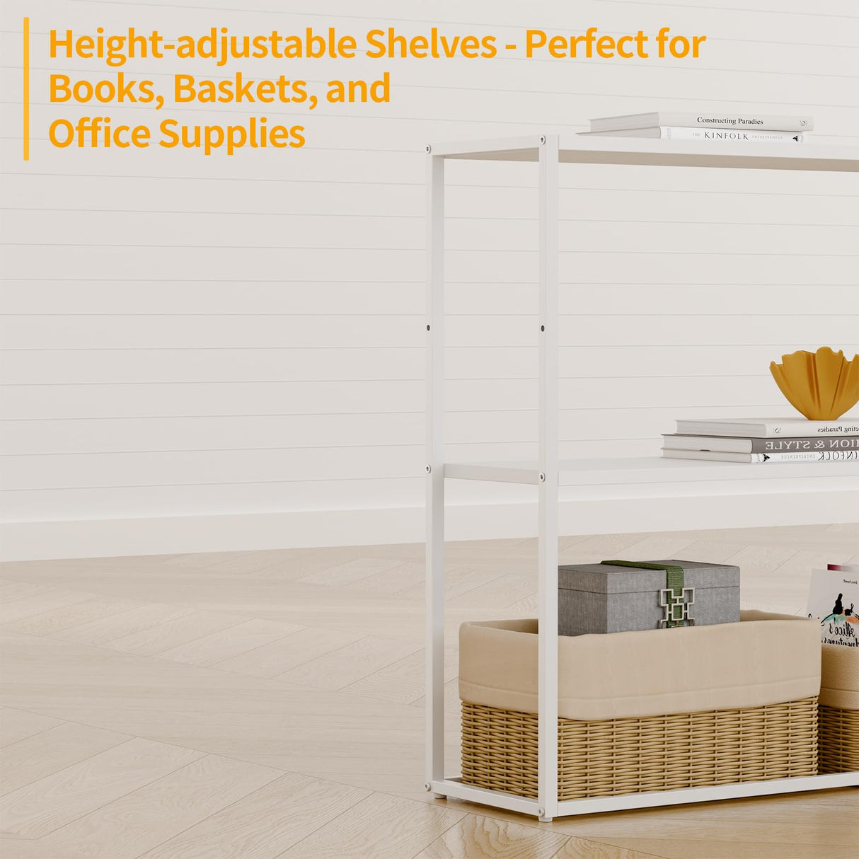 TIQLAB Small Entryway Table, 29.5" Narrow Console Table with Shelves, Sofa Table, Couch Table, Side Table, Entry Table for Hallway, Living Room, Small Space, White TIQLAB