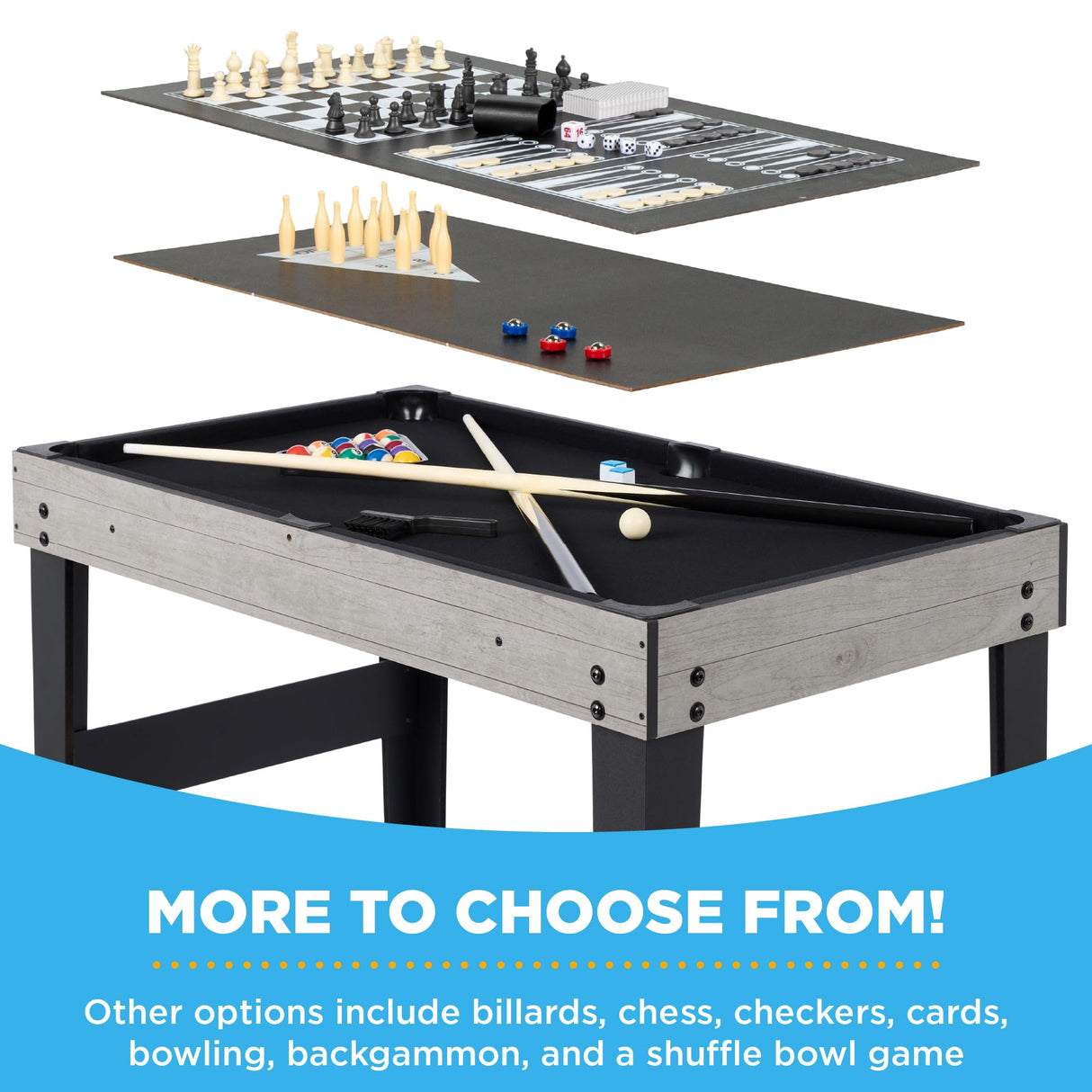 Best Choice Products 10-in-1 Combo Game Table Set w/Hockey, Foosball, Pool, Shuffleboard, Ping Pong, Checkers, Bowling, and Backgammon - Gray Best Choice Products