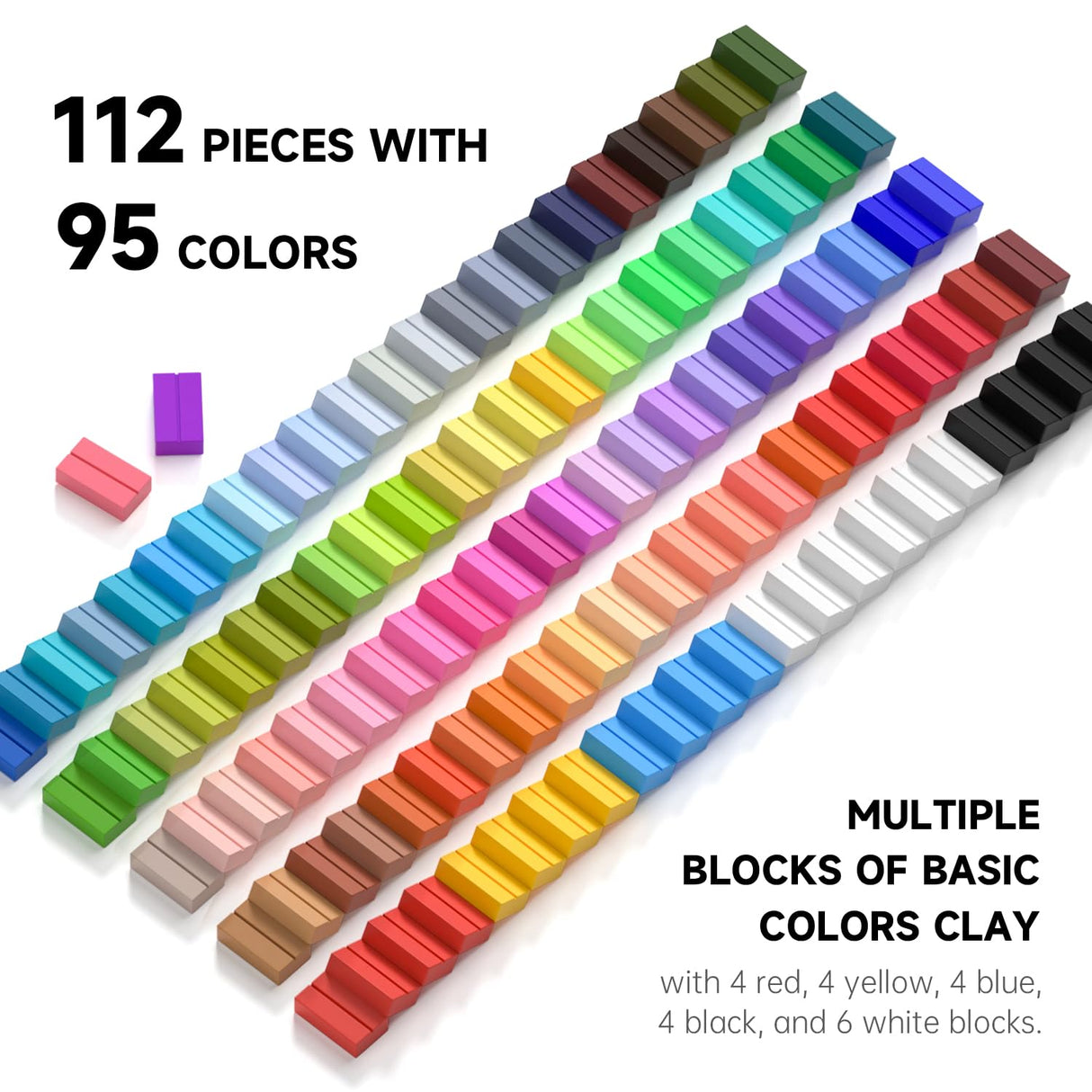 Shuttle Art 117 PCS Small Block Polymer Clay Kit, 95 Unique Colors & Extra Basic Colors, 5 Modeling Clay Tools, Non-Toxic, Non-Sticky, DIY Art Craft Gift for Kids Beginners Shuttle Art
