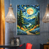 Lovepefe Moon Diamond Art Painting Kits for Adults Forest Paint with Diamond Kit for Beginners DIY Full Drill Gem Art Home Wall Decor 12 X 16 Inch Lovepefe