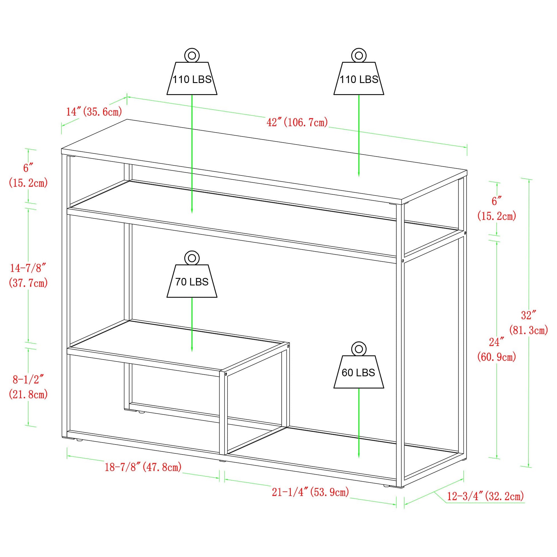 Walker Edison Modern Metal and Wood Tiered Entry Table, 42 Inch, Blue - WoodArtSupply