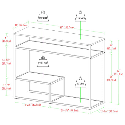 Walker Edison Modern Metal and Wood Tiered Entry Table, 42 Inch, Blue - WoodArtSupply