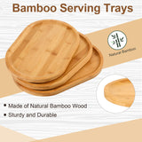 Tanlade 4 Pieces 12 x 7.5 Inch Wooden Serving Tray, Oval Serving Tray Rustic Wood Trays for Crafts Large Decorative Wooden Serving Platter for Tea Coffee Table Food Kitchen Dessert Veggie (Bamboo) Tanlade