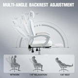 Dowinx Ergonomic Office Chair,Breathable Mesh Computer Chair with Pocket Spring Cushion,Comfy Desk Chair with Adjustable Lumbar Support and Headrest,Steel Base Swivel Task Chair with Footrest White Dowinx