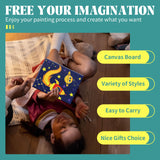 8 Packs Predrawn Canvas for Painting Kids Paint Canvas for Kids, 48 Paints, 8 Brushes 2 Easels, 8 6x8 Printed Canvas for Girls Boys and Beginners goldentime