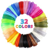 MIKA3D 32 Colors 3D Pen PLA Filament Refills, Each Color 10 Feet, Total 320 feet, Pack with 4 Finger Caps MIKA3D