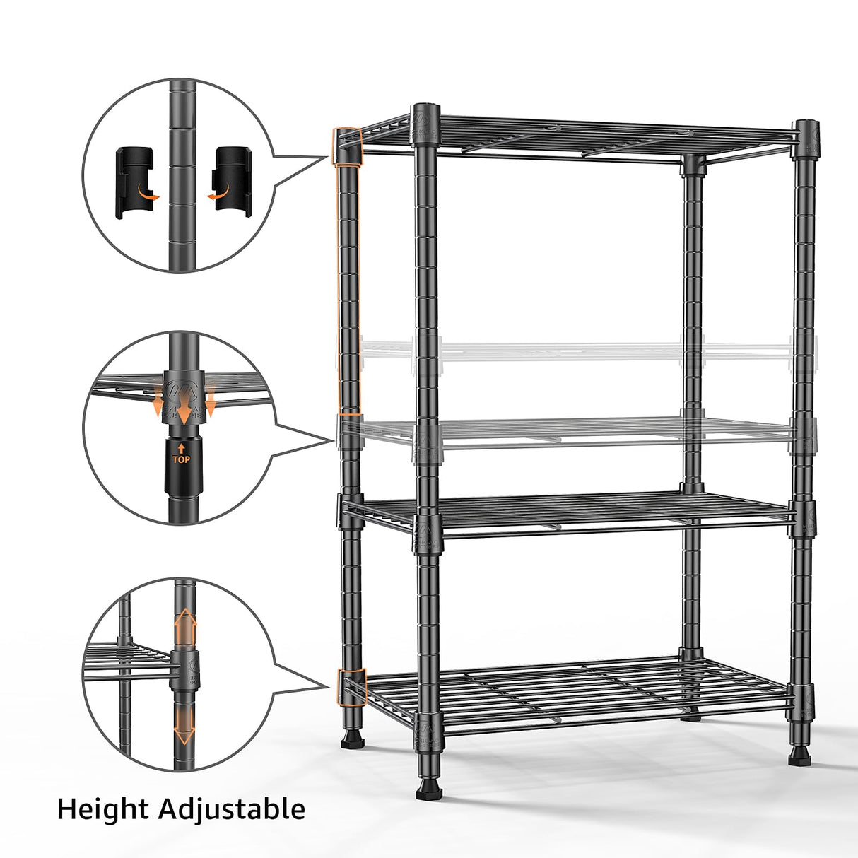 MZG 450 lbs Steel Storage Shelving 3-Tier Utility Shelving Unit Steel Organizer Wire Rack for Home,Kitchen,Office (11.8" D x 17.7" W x 26.3" H) M MZG