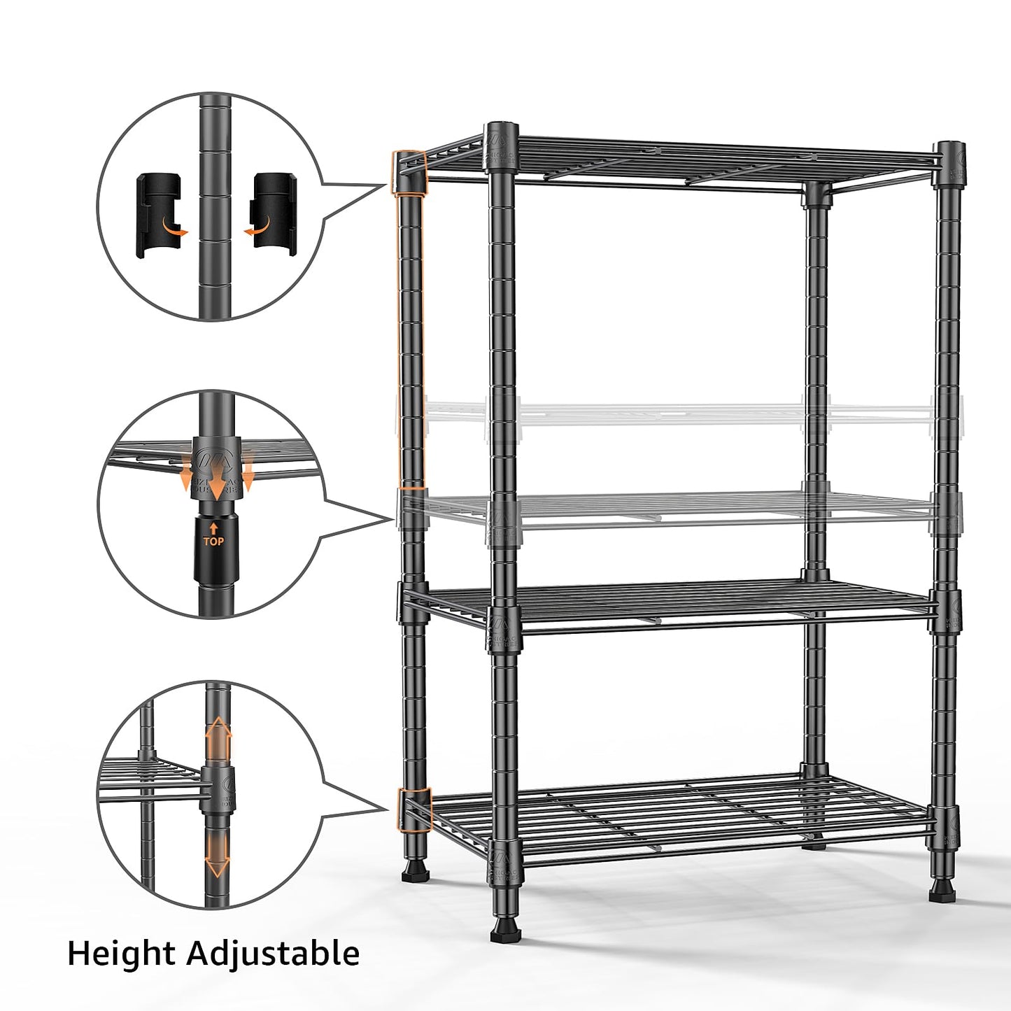 MZG 450 lbs Steel Storage Shelving 3-Tier Utility Shelving Unit Steel Organizer Wire Rack for Home,Kitchen,Office (11.8" D x 17.7" W x 26.3" H)