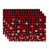 Artoid Mode Red and Black Buffalo Plaid Christmas Placemats for Dining Table, 12 x 18 Inch Seasonal Winter Xmas Snowflakes Holiday Rustic Vintage Thanksgiving Washable Table Mats Set of 4 Artoid Mode