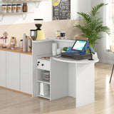 IFANNY Reception Desk, 48’’ Retail Counter Table w/Lockable Drawer & Storage Shelf, L-Shaped Reception Table, Wooden Computer Desk for Salon, Restaurant, Office (White) IFANNY