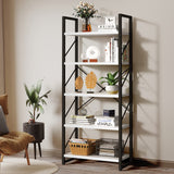 YITAHOME Modern White 5-Tier Bookshelf - Versatile Storage Rack for Home and Office YITAHOME