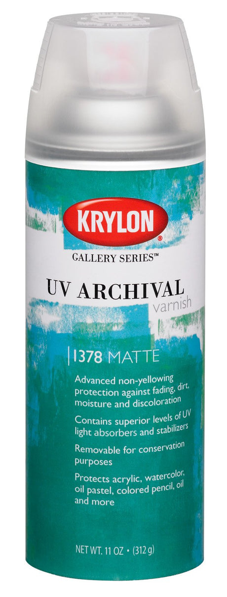 Krylon K01378000 Gallery Series UV Archival Varnish Aerosol Spray, Matte, 11 Ounce Krylon