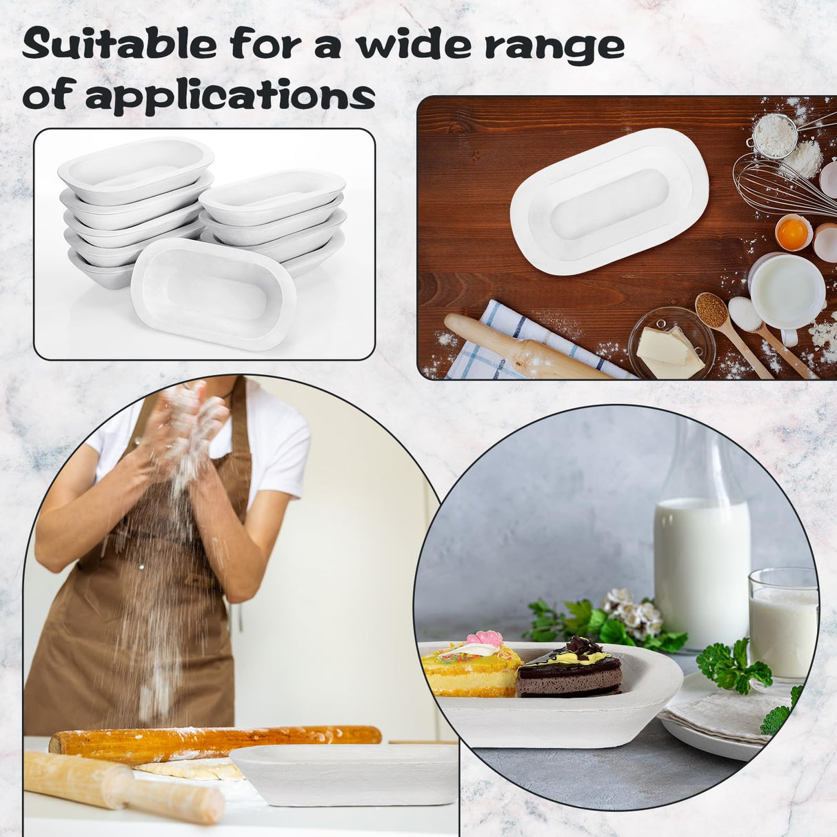 Nuogo 10 Pack Wooden Dough Bowls Bulk Rustic Dough Bowls for DIY Candle Home Crafts Making Farmhouse Fruits Supplies Decoration(8.5 Inches,White) Nuogo