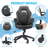OLIXIS Computer Gaming Chair - PU Leather Ergonomic Office Chair Swivel Desk Chair with Lumbar Support, Executive Chair with Padded Armrest and Seat Cushion for Adults, Grey OLIXIS