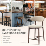 COLAMY Counter Height Bar Stools Set of 4, Kitchen Bar Stools with Back, Mid Century Modern Upholstered, with Wood Legs for Kitchen Island Dining Room, Beige COLAMY