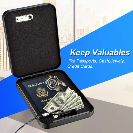 Younion Pistol Safe, Portable Travel Gun Safe,Handgun Lock Box, Gun Safes for Cars, Black Younion