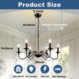 Depuley Farmhouse Chandelier for Dining Room: 6-Light Black Industrial Kitchen Island Pendant Light Fixture with 6 E12 Bulbs - Rustic Candle Chandeliers Vintage Modern Hanging Ceiling Lamp for Bedroom Depuley