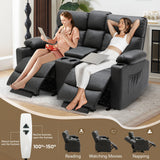 PALLOME Power Loveseat Recliner Sofa with Console, Loveseat Reclining Sofa with Heat & Massage, Home Theater Seating with Lumbar Pillow for Living Room, RV Recliner Loveseat (PU, Dark Gray) PALLOME