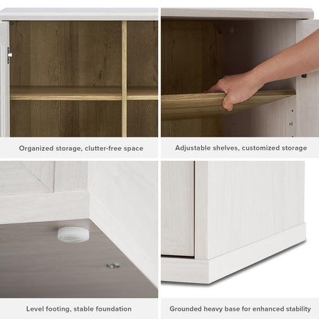 mopio Blake Tall Display Cabinet, Kitchen Buffet Pantry Cupboard, Trophy Display Case, Storage Cabinet Scratch Resistant Acrylic, Modern Farmhouse Curio Organizer (White Oak Acrylic, Set of 2) mopio