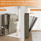 BEQAI Queen Murphy Bed with Storage Cabinets & 6 Adjustable Shelves, Foldable Space-Saving Queen Wood Wall Bedframe with USB Charging Port, Hidden Bedframe for Guest Room, Study, Home, Bedroom, Grey BEQAI