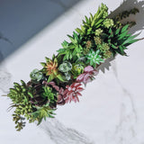 19 Pcs Assorted Artificial Succulents Fake Plants in Rectangular Wooden Pot Succulents Garden in Wood Planter Box Potted Succulents Plants Arrangement for Table Centerpiece Windowsill Greenery Decor Winlyn