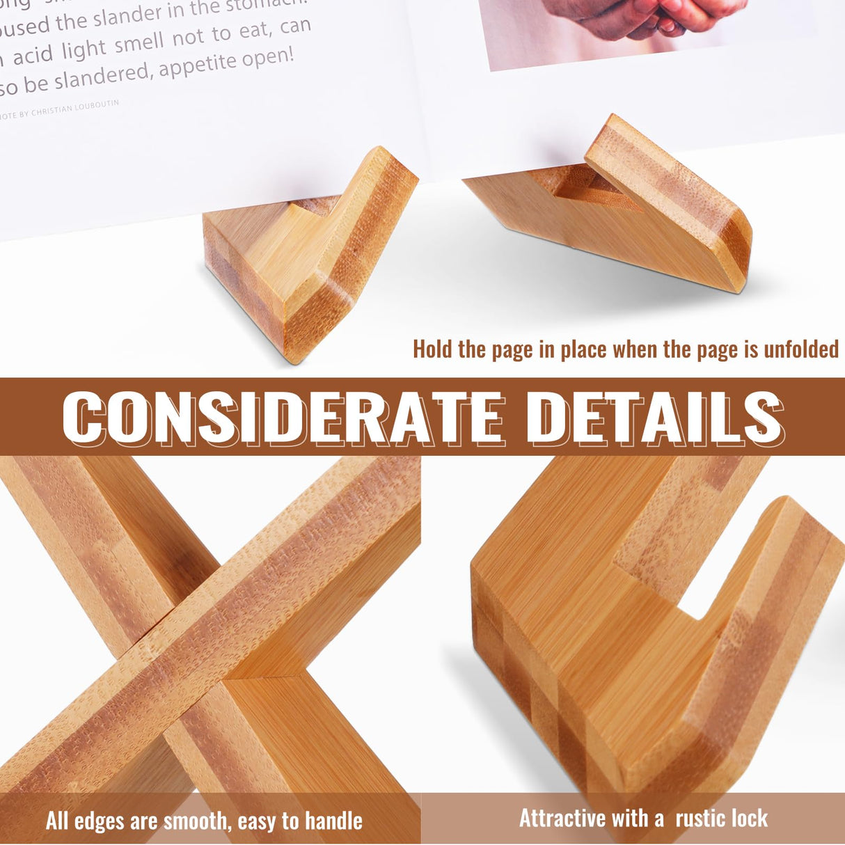 Sunnychicc Cookbook Stand for Kitchen, Recipe Book Holder for Kitchen Counter, Wooden Cookbook Holder, Rustic Cook Book Stand Sunnychicc