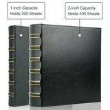 Vintage 3 Ring Binder, 2 Inch Capacity D Ring Leather Binder, Classical Collection Executive Presentation View Binder with Pocket, Professional Binder Organizer Planner (Holds 400 Sheets), Dark Green LETVPVOW