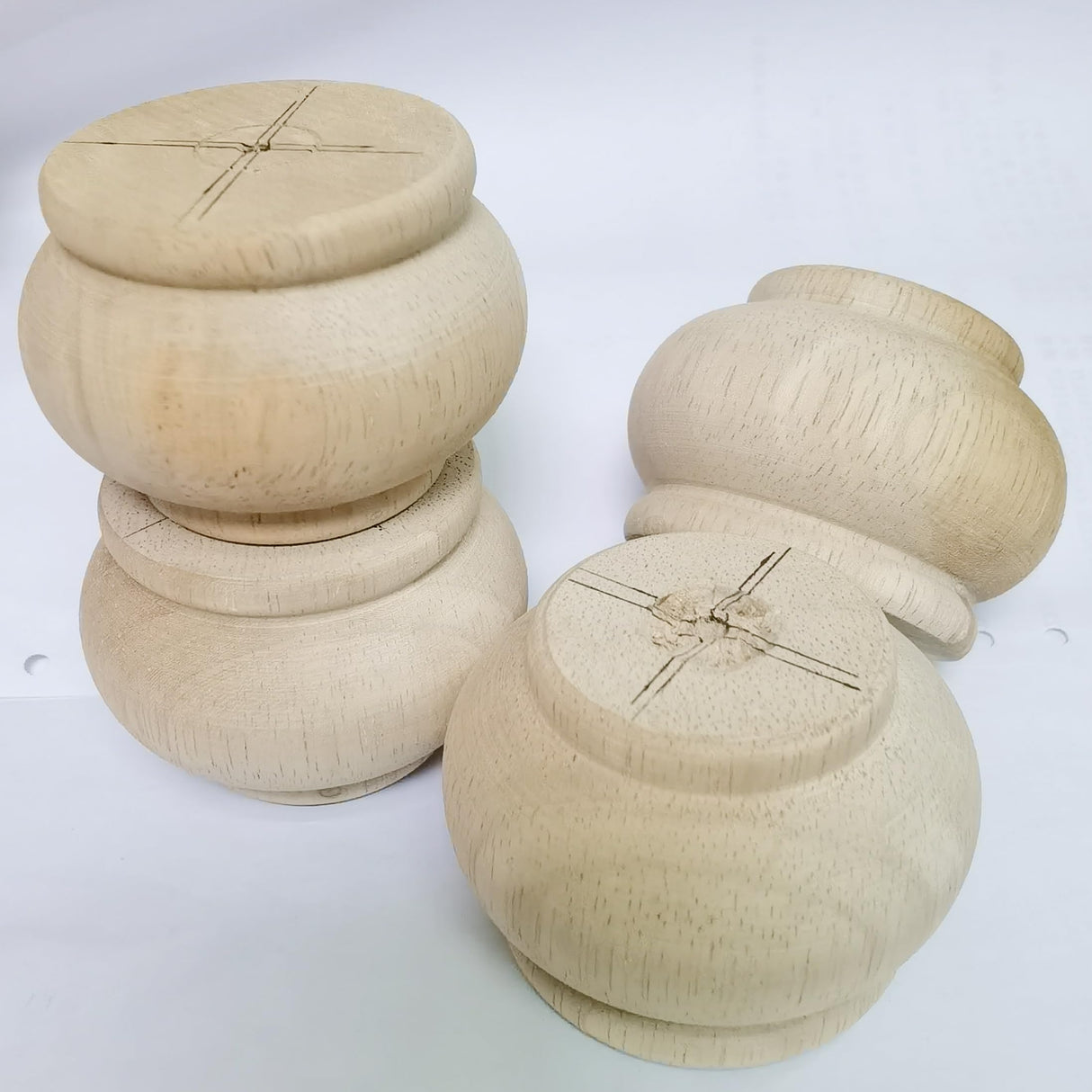 Btibpse 2 Inch Wooden Furniture Legs, Solid Wood Unpainted Replacement Furniture Legs, Cabinet Legs/Desk/Sofa/Bookcase Bun Feet, DIY Wooden Round Legs with Mounting Plate & Screws Set of 4 (2 Inch) Btibpse