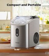 Nugget Ice Maker Countertop, Silonn Chewable Pellet Ice Machine with Self-Cleanin Function, 33lbs/24H Portable Ice Makers for Home Kitchen Officce, Stainless Steel Silonn