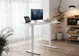 Seang Electric Standing Desk with Adjustable Height, 40x24 Inch Stand Up Desk, Sit Stand Desk with Splice Board for Home Office Computer Workstation, White Frame/White Top Seang
