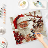 Christmas Paint by Numbers for Adult,Paint by Numbers Kit for Adults Beginners,DIY Paint by Numbers Acrylic Paint Canvas Santa Elk Painting Kits Art,Home Wall Decor, 11.8X11.8 inch(Without Frame) APTDYIGL
