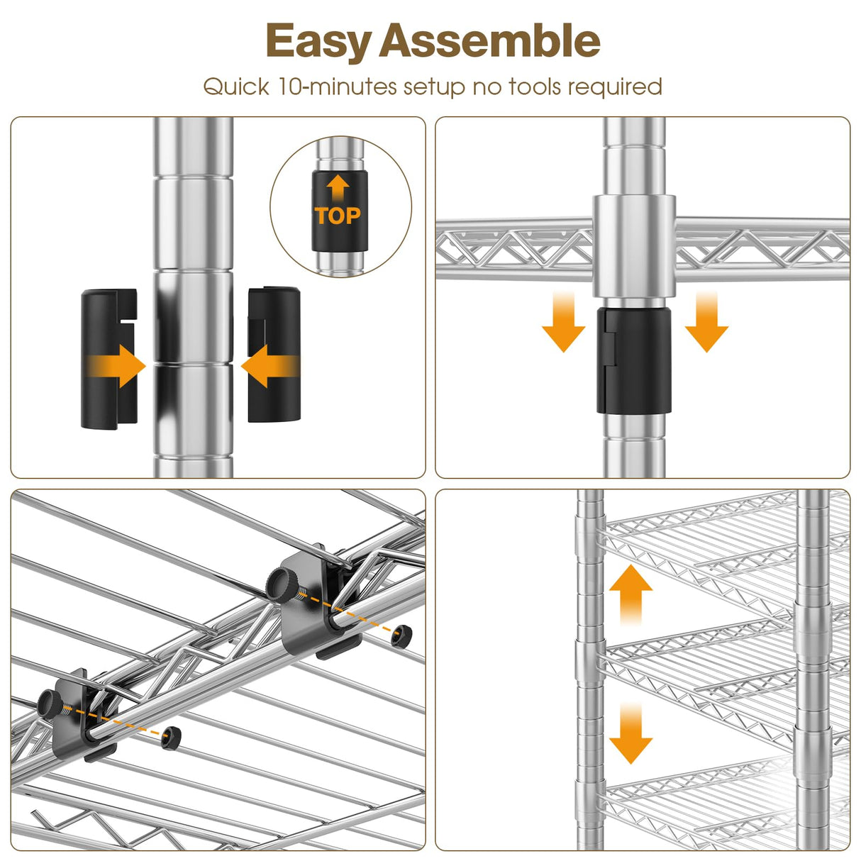 Himimi Storage Shelves-5 Tier Heavy Duty Wire Shelving Unit with Leveling Feet, 1500LBS Adjustable Metal Shelves Organizer for Kitchen Garage Pantry Laundry, 60" W*14" D*72" H, Silver Himimi