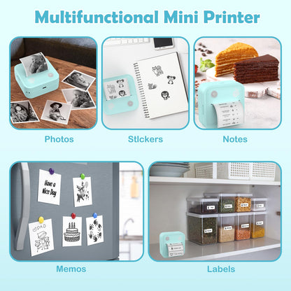 lopevi Label Maker - Portable Thermal Label Printer, Bluetooth Label Maker Machine Mini Sticker Printer with 2 Rolls Paper, Mini Sticker Printer with Multiple Templates for Phone