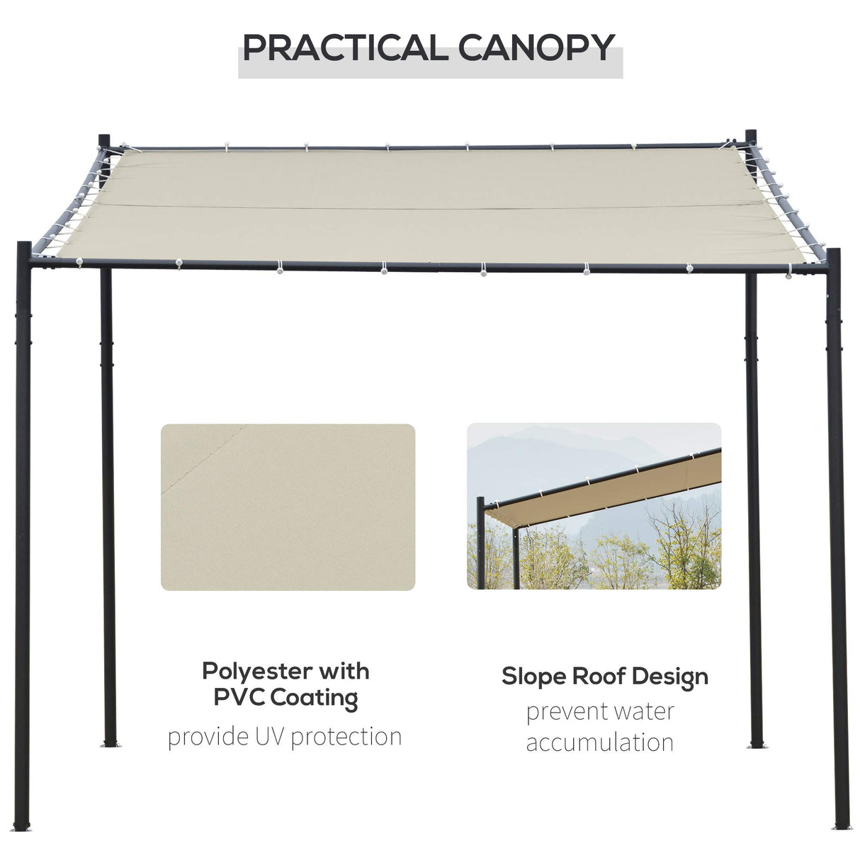 Outsunny 9' x 10' Outdoor Pergola with Canopy, Patio Sun Shade Shelter Grill Gazebo, for Garden, Backyard, Lawn, Poolside, Beige Outsunny