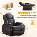IPKIG Homer Theater Seating Recliner, Power Recliner Chair with Adjustable Powered Headrest, 4 Colors Ambient Lightings, Hidden Arm Storage, USB Port, Side Pockets and Cup Holders (1, Brown) IPKIG