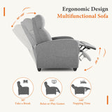 Sweetcrispy Recliner Chair Fabric Recliner Sofa No Massage, Home Theater Seating with Lumbar Support, Adjustable Push Back Overstuffed High-Density Sponge Reclining for Living Room, Slate Gray Sweetcrispy
