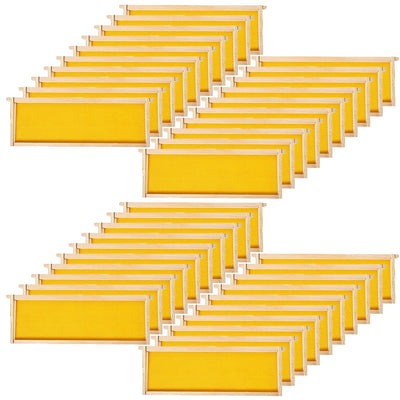 BeeCastle 20-Pack Beehive Bee Frames Waxed Foundation with Complete Unassembled Commercial Frames, 6-1/4-Inch (Yellow)