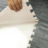 Home Aesthetics 100 Sq. Ft 3/8 Inch Thick Printed Foam Tiles Interlocking Foam Mat, Sea Haze Grey Wood Grain Style Print, (24"x24", 25 pcs), Protective Flooring for Home, Gym Exercise or Trade Show Home Aesthetics