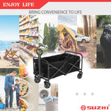 SUZHI Small Foldable Wagon & shopping carts with wheels for Groceries, Black Wagon Carts Foldable, Apartment wagon, Garden Wagon, Grocery Wagon, Collapsible Wagon Lightweight Black (8 colors optional) SuZhi