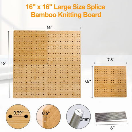 16 x 16 Inches Crochet Blocking Board 4 in 1 - Magnetic Splicing Large Size Granny Square Blocking Board Mats for Knitting & Crochet Projects with 15 Stainless Steel Pegs, Gifts for Mom, Grandmothers Adnkwolivt
