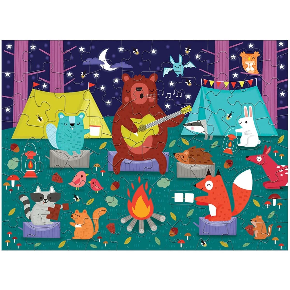 Campfire Friends Scratch and Sniff Puzzle from Mudpuppy - 60 Piece Jigsaw Puzzle with 6 Shaped Pieces, Features Colorful Illustrations, 3 Campfire Scents, Ages 4+ Mudpuppy