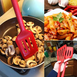 Pharamat Silicone Spatula Set of 4, Silicone Spatula Turner for Kitchen Use, Silicone Slotted Fish Turner Easy to Clean, Slotted Spatula for Eggs, Pancakes(Red) Pharamat