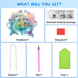 Bowetile Dolphin Diamond Art Hanging Kits for Adults Kids, 5D Special Shape Diamond Painting Animals Kits, Animal Gem Art Suncatchers Painting Pendant Ornament for Home Garden Wall Decor Bowetile
