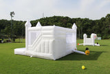 15x15FT White Bounce House for Kids Adults, with Slide & Ball Pit, (Commercial Grade Heavy Duty PVC) (1100W Blower), Large Jumper Bouncy Inflatable Castle, Wedding, Birthday Party, Baptism, 15x15x10ft Okayego