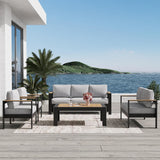 Aeeiua Outdoor Rectangle Patio Aluminum Coffee Tables for Outside, All Weather Patio Slatted Tabletop for Indoor or Outdoor Use Aeeiua