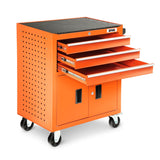 DNA MOTORING 3-Drawers Rubber Top Utility Rolling Tool Chest Cabinet with Wheels, Heavy Duty Industrial Service Cart Keyed Locking System, for Garage Warehouse Workshop, Orange, TOOLS-00405 DNA MOTORING